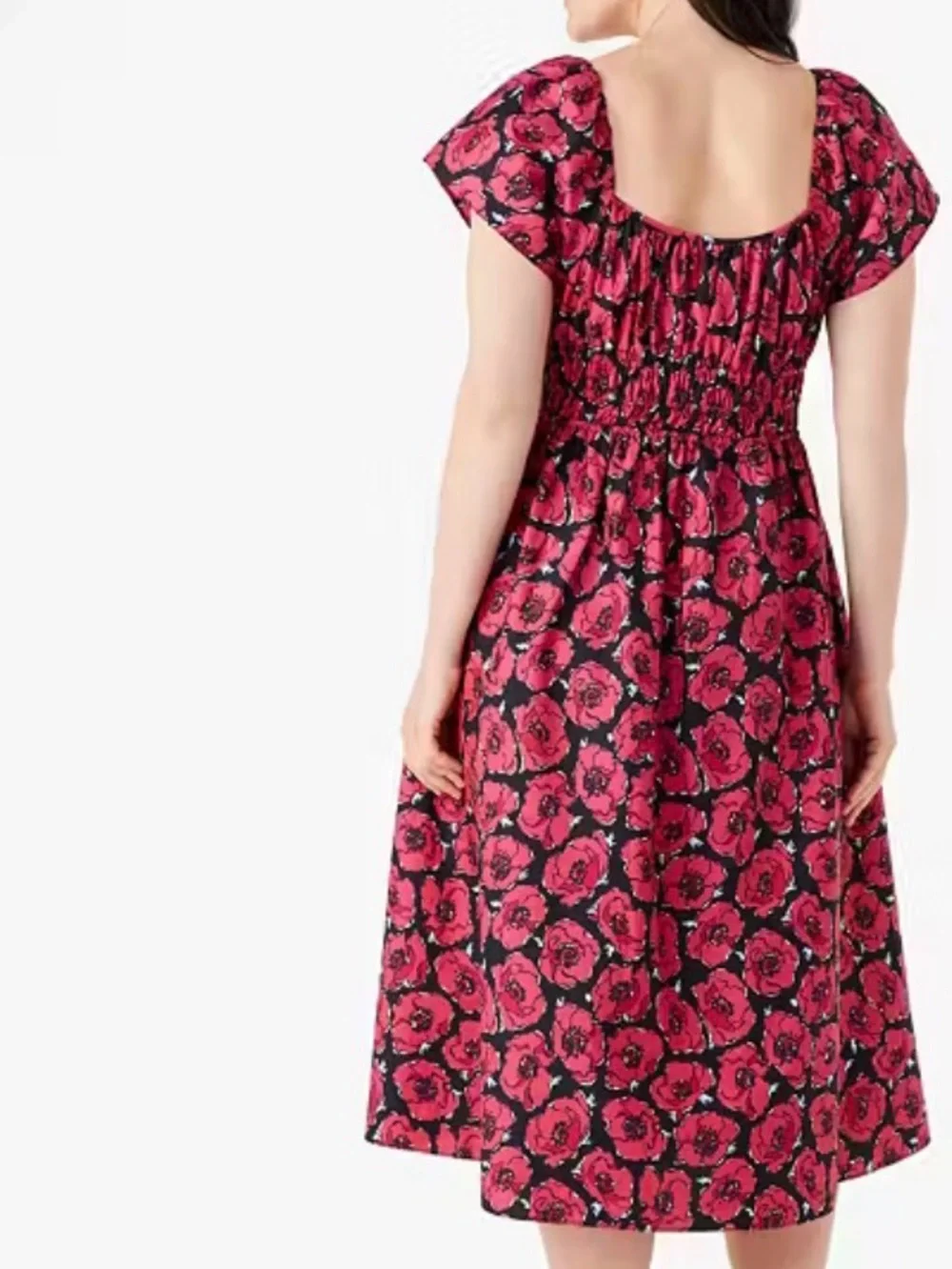 🌺🖤 **Kate Spade Poppy Toss Midi Dress – Bold, Feminine & Show-Stopping** 🖤🌺